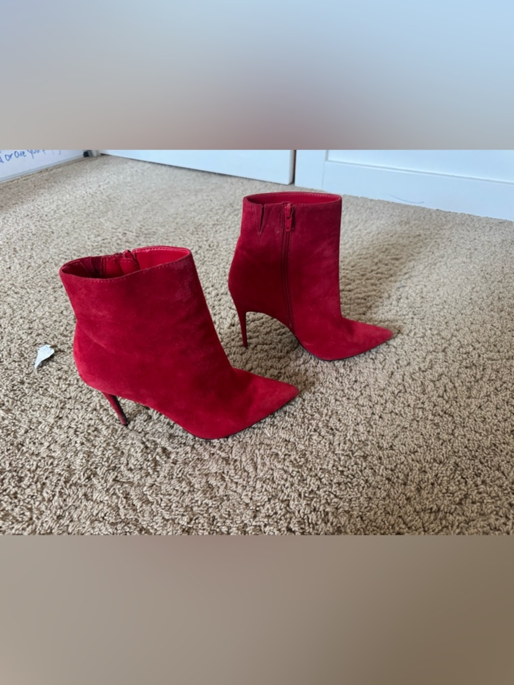 ALDO Red Suede Pointed-Toe Stiletto Ankle Boots